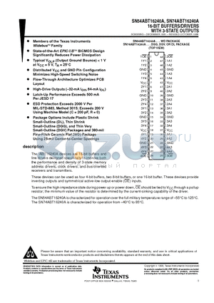 SN74ABT16240ADGGRG datasheet - 16-BIT BUFFERS/DRIVERS WITH 3-STATE OUTPUTS