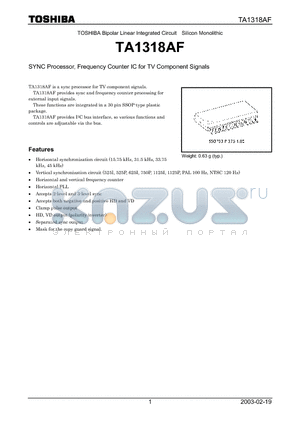 TA1318AF datasheet - SYNC Processor, Frequency Counter IC for TV Component Signals
