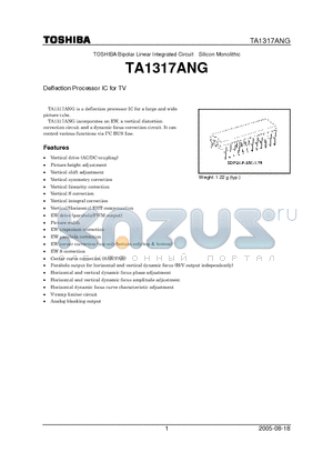 TA1317ANG datasheet - Deflection Processor IC for TV
