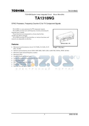 TA1318NG datasheet - SYNC Processor, Frequency Counter IC for TV Component Signals