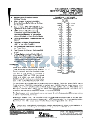 SN74ABT162601DGG datasheet - 18-BIT UNIVERSAL BUS TRANSCEIVERS WITH 3-STATE OUTPUTS