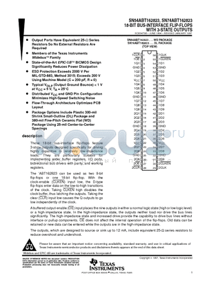 SN74ABT162823 datasheet - 18-BIT BUS-INTERFACE FLIP-FLOPS WITH 3-STATE OUTPUTS