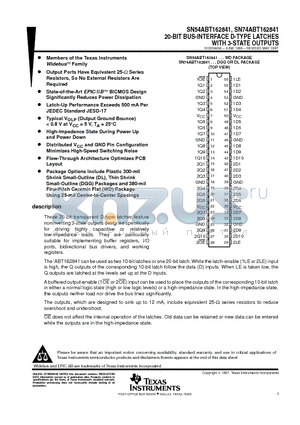SN74ABT162841DL datasheet - 20-BIT BUS-INTERFACE D-TYPE LATCHES WITH 3-STATE OUTPUTS