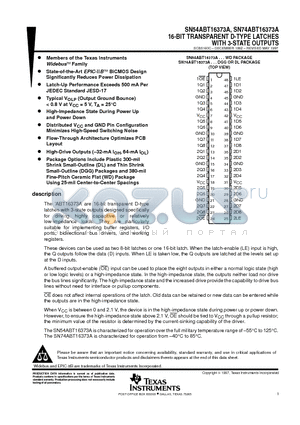 SN74ABT16373A datasheet - 16-BIT TRANSPARENT D-TYPE LATCHES WITH 3-STATE OUTPUTS