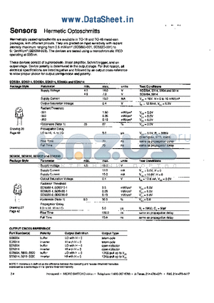 SD5600 datasheet - Hermetic Optoschmitts