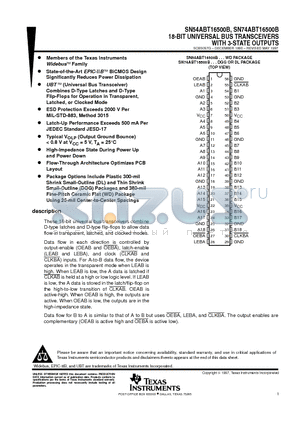 SN74ABT16500BDL datasheet - 18-BIT UNIVERSAL BUS TRANSCEIVERS WITH 3-STATE OUTPUTS