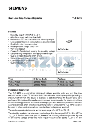 TLE4470 datasheet - Dual Low-Drop Voltage Regulator