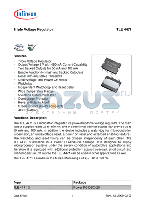 TLE4471 datasheet - Triple Voltage Regulator