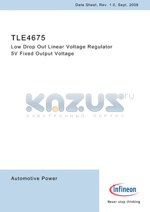 TLE4675 datasheet - Low Drop Out Linear Voltage Regulator 5V Fixed Output Voltage