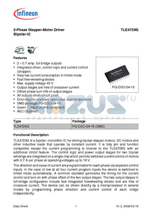 TLE4729G datasheet - 2-Phase Stepper-Motor Driver Bipolar-IC