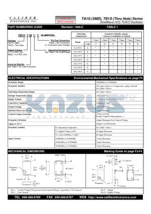 TA1S20F datasheet - SineWave (VC) TCXO Oscillator