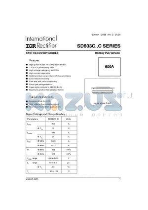 SD603C16S15C datasheet - FAST RECOVERY DIODES Hockey Puk Version