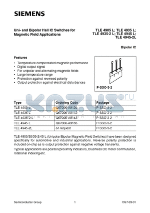 TLE4935 datasheet - Uni- and Bipolar Hall IC Switches for Magnetic Field Applications