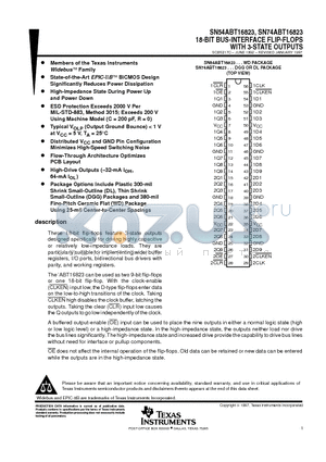 SN74ABT16823 datasheet - 18-BIT BUS-INTERFACE FLIP-FLOPS WITH 3-STATE OUTPUTS