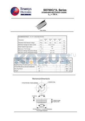 SD700C40L datasheet - STANDARD RECOVERY DIODE