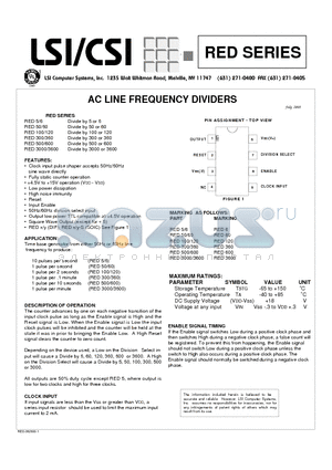 RED300 datasheet - AC LINE FREQUENCY DIVIDERS