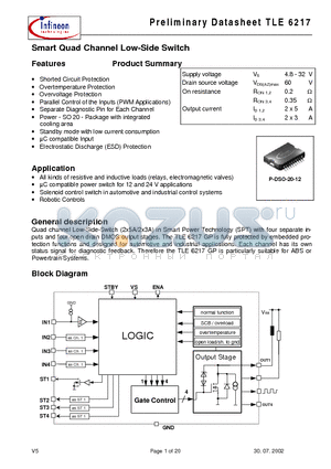 TLE6217C datasheet - Smart Quad Channel Low-Side Switch