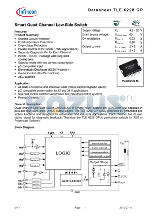 TLE6228GP_10 datasheet - Smart Quad Channel Low-Side Switch