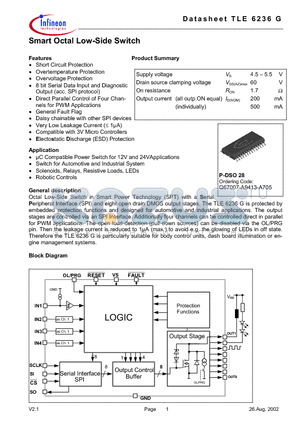 TLE6236G datasheet - Smart Octal Low-Side Switch