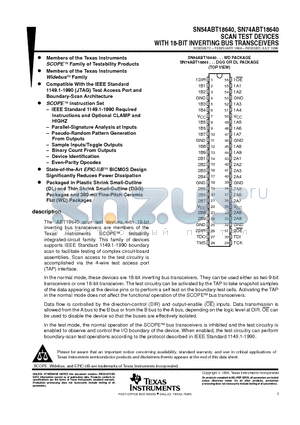 SN74ABT18640DGG datasheet - SCAN TEST DEVICES WITH 18-BIT INVERTING BUS TRANSCEIVERS