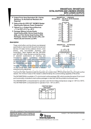 SN74ABT2244DW datasheet - OCTAL BUFFERS AND LINE/MOS DRIVERS WITH 3-STATE OUTPUTS