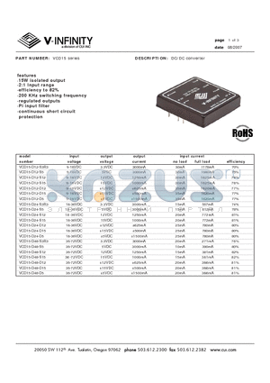 VCD15-D12-S12 datasheet - DC/DC converter