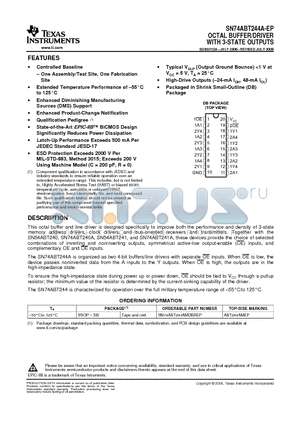 SN74ABT244A-EP datasheet - OCTAL BUFFER/DRIVER WITH 3-STATE OUTPUTS