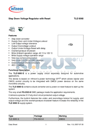 TLE6365_07 datasheet - Step Down Voltage Regulator with Reset