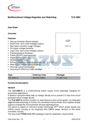 TLE6363 datasheet - Multifunctional Voltage Regulator and Watchdog