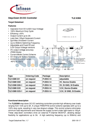 TLE6389G33-1 datasheet - Step - Down DC/DC Controller