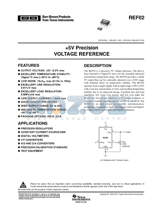 REF02BU datasheet - 5V Precision VOLTAGE REFERENCE