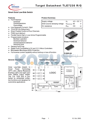 TLE7230R datasheet - Smart Octal Low-Side Switch