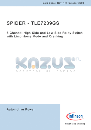 TLE7239GS datasheet - 8 Channel High-Side and Low-Side Relay Switch with Limp Home Mode and Cranking