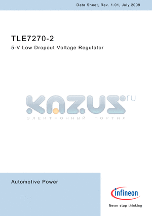 TLE7270-2 datasheet - 5-V Low Dropout Voltage Regulator