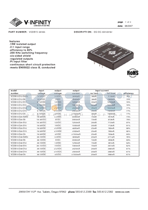 VCDB15-D12-S3R3 datasheet - DC/DC converter