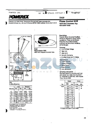 TA200118 datasheet - Phase Control SCR (1600-1800 Amperes Avg 100-2200 Volts)