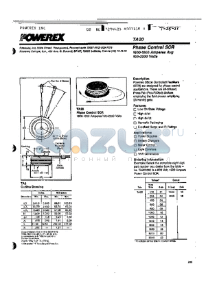 TA200416 datasheet - Phase Control SCR (1600-1800 Amperes Avg 100-2200 Volts)