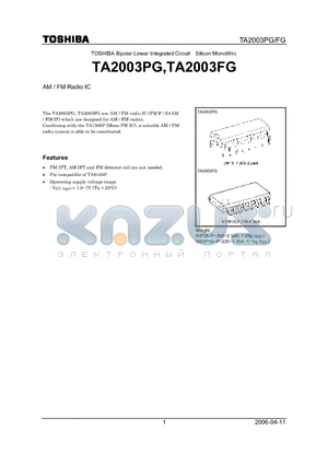 TA2003PG datasheet - AM / FM Radio IC