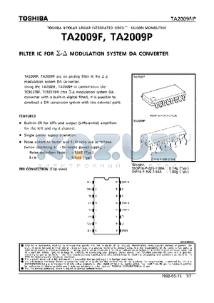 TA2009F datasheet - FILTER IC FOR S-D MODULATION SYSTEM DA CONVERTER