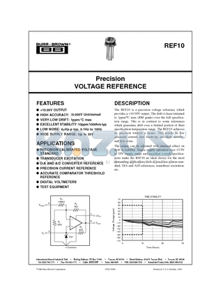 REF10RM datasheet - Precision VOLTAGE REFERENCE