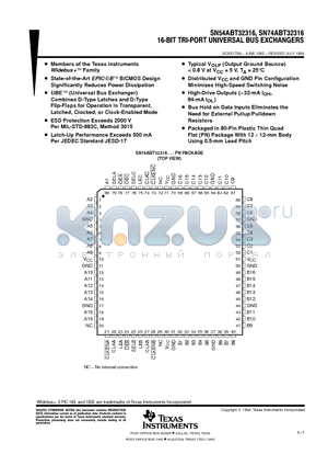 SN74ABT32316 datasheet - 16-BIT TRI-PORT UNIVERSAL BUS EXCHANGERS