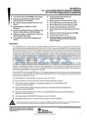 SN74ABT3613PCB datasheet - 64  36 CLOCKED FIRST-IN, FIRST-OUT MEMORY WITH BUS MATCHING AND BYTE SWAPPING