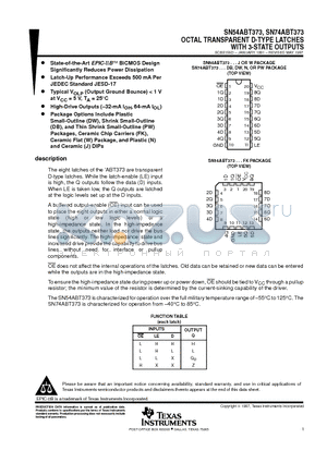 SN74ABT373PW datasheet - OCTAL TRANSPARENT D-TYPE LATCHES WITH 3-STATE OUTPUTS