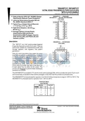 SN74ABT377AN datasheet - OCTAL EDGE-TRIGGERED D-TYPE FLIP-FLOPS WITH CLOCK ENABLE