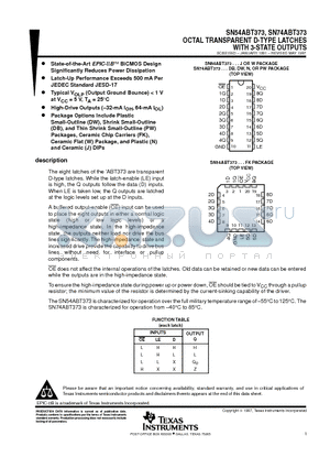 SN74ABT373DB datasheet - OCTAL TRANSPARENT D-TYPE LATCHES WITH 3-STATE OUTPUTS