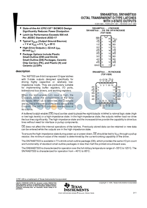 SN74ABT533DB datasheet - OCTAL TRANSPARENT D-TYPE LATCHES WITH 3-STATE OUTPUTS