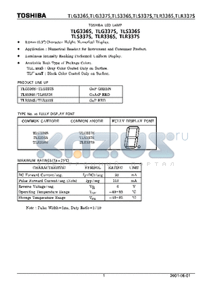 TLG336S datasheet - LED LAMP 8.0mm(0.3inch)Character Height Numerical Display