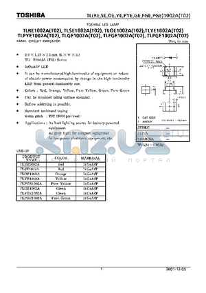 TLGE1002A datasheet - TOSHIBA LED LAMP