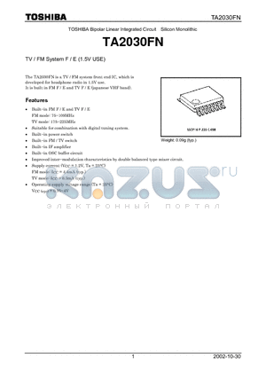 TA2030FN datasheet - TV / FM System F / E (1.5V USE)