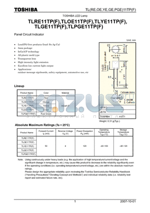 TLGE11TP datasheet - Panel Circuit Indicator